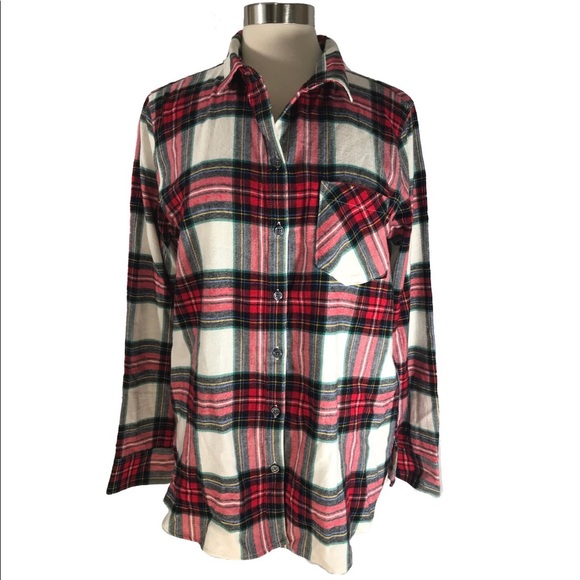 Old Navy Tops - Old Navy Red/White Plaid Flannel Long Sleeve Shirt